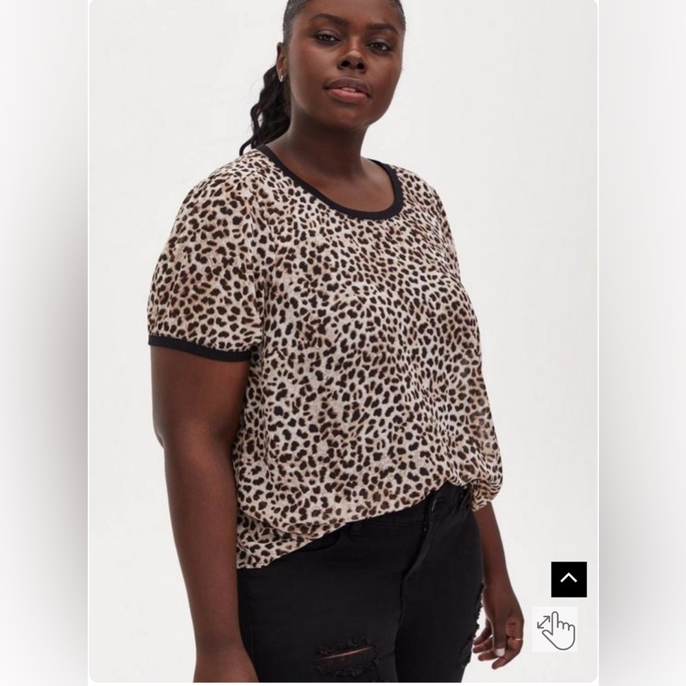 Torrid - Size 1 - Leopard Chiffon Puff Sleeve Top